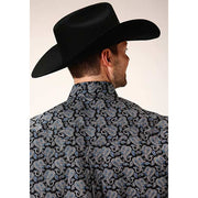 Men's Roper Starry Night Paisley Button Down Western Shirt - Black - yeehawcowboy