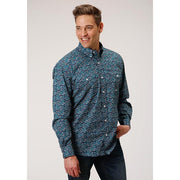 Men's Roper Sage Paisley Button Down Western Shirt - Green - yeehawcowboy