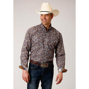 Men's Roper Country Paisley Button Down Western Shirt - Blue - yeehawcowboy