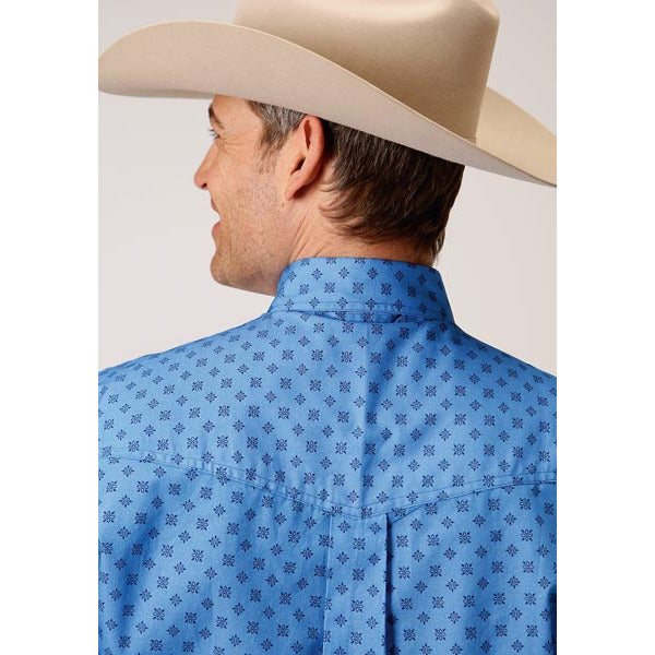 Men's Roper Cottage Foulard Button Down Western Shirt - Blue - yeehawcowboy