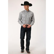 Men's Roper Line Paisley Button Down Western Shirt - White - yeehawcowboy