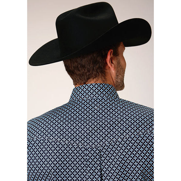 Men's Roper Four Leaf Foulard Button Down Western Shirt - Blue - yeehawcowboy