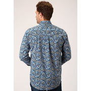 Men's Roper Amarillo Paisley Button Down Western Shirt - Blue - yeehawcowboy