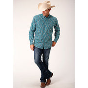 Men's Roper Upstream Paisley Button Down Western Shirt - Blue - yeehawcowboy