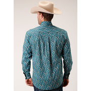 Men's Roper Upstream Paisley Button Down Western Shirt - Blue - yeehawcowboy