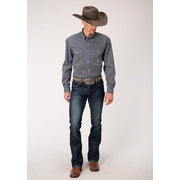 Men's Roper Arrow Rope Print Button Down Western Shirt - Blue - yeehawcowboy