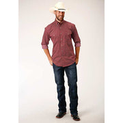 Men's Roper Diamond in the Rough Button Down Western Shirt - Red - yeehawcowboy