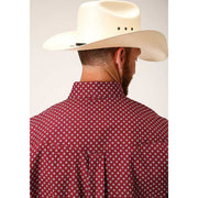 Men's Roper Diamond in the Rough Button Down Western Shirt - Red - yeehawcowboy