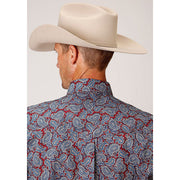 Men's Roper Liberty Paisley Button Down Western Shirt - Wine - yeehawcowboy