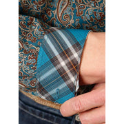 Men's Roper Vintage Teal Paisley Button Down Western Shirt - Green - yeehawcowboy