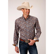 Men's Roper Country Paisley Button Down Western Shirt - Blue - yeehawcowboy