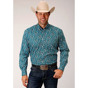 Men's Roper Upstream Paisley Button Down Western Shirt - Blue - yeehawcowboy