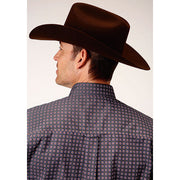 Men's Roper Plum Foulard Button Down Western Shirt - Gray - yeehawcowboy