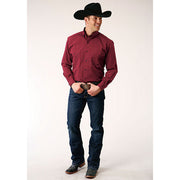 Men's Roper Black Fill Button Down Western Shirt - Red - yeehawcowboy