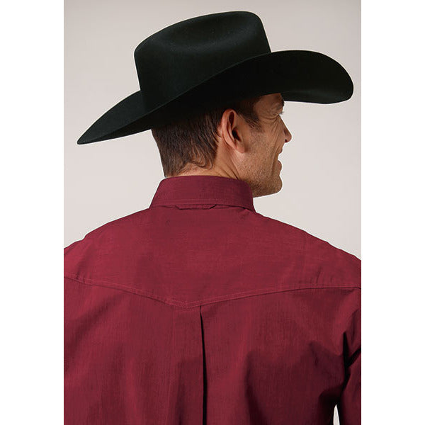 Men's Roper Black Fill Button Down Western Shirt - Red - yeehawcowboy