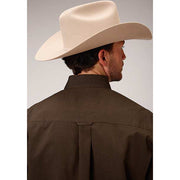 Men's Roper Black Fill Button Down Western Shirt - Brown - yeehawcowboy