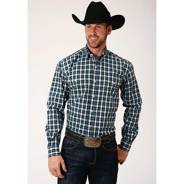 Men's Roper Small Black Ombre Button Down Western Shirt - Black - yeehawcowboy