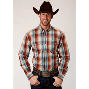 Men's Roper Canyon Plaid Button Down Western Shirt - Brown - yeehawcowboy