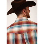 Men's Roper Canyon Plaid Button Down Western Shirt - Brown - yeehawcowboy