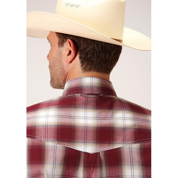 Men's Roper Red Ombre Button Down Western Shirt - Red - yeehawcowboy