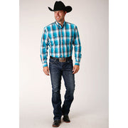 Men's Roper Deep Pool Ombre Button Down Western Shirt - Blue - yeehawcowboy