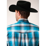 Men's Roper Deep Pool Ombre Button Down Western Shirt - Blue - yeehawcowboy