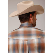 Men's Roper Copper Ombre Plaid Button Down Western Shirt - Rust - yeehawcowboy