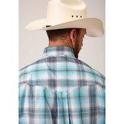 Men's Roper Sweetwater Plaid Button Down Western Shirt - Blue - yeehawcowboy