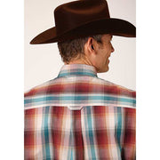 Men's Roper Canyon Plaid Button Down Western Shirt - Brown - yeehawcowboy