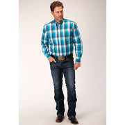 Men's Roper Deep Pool Ombre Button Down Western Shirt - Blue - yeehawcowboy