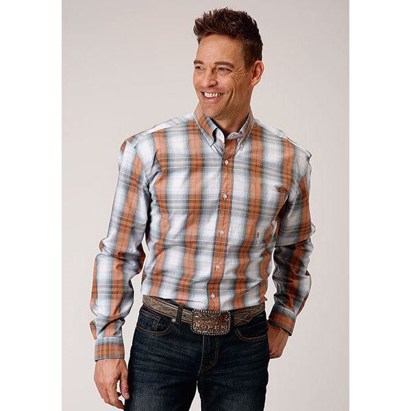 Men's Roper Dusk Ombre Button Down Western Shirt - Gray - yeehawcowboy
