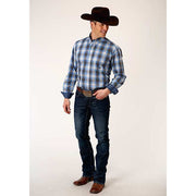 Men's Roper Storm Blue Ombre Button Down Western Shirt - Blue - yeehawcowboy