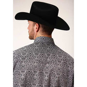 Men's Roper Medallion Paisley Button Down Western Shirt - Black - yeehawcowboy