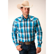 Men's Roper Deep Pool Ombre Snap Front Western Shirt - Blue - yeehawcowboy