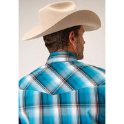 Men's Roper Deep Pool Ombre Snap Front Western Shirt - Blue - yeehawcowboy