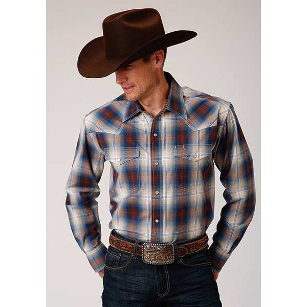Men's Roper Cedar Ombre Snap Front Western Shirt - Brown - yeehawcowboy