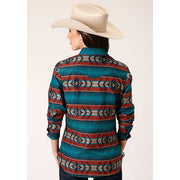 Women's Roper Ombre Aztec Horizontal Stripe Western Shirt - Rust - yeehawcowboy