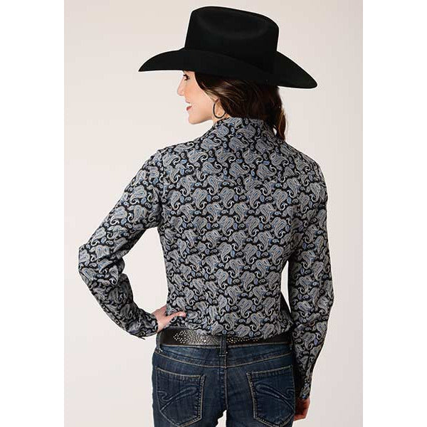Women's Roper Starry Night Paisley Western Shirt - Black - yeehawcowboy
