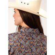 Women's Roper Country Paisley Western Shirt - Blue - yeehawcowboy