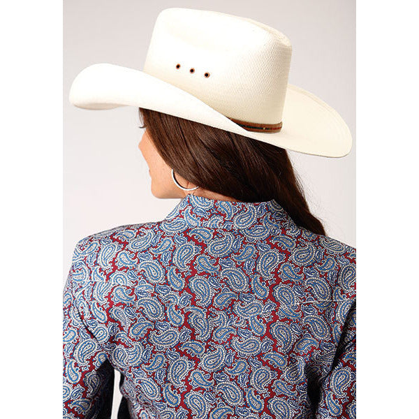 Women's Roper Liberty Paisley Western Shirt - Wine - yeehawcowboy