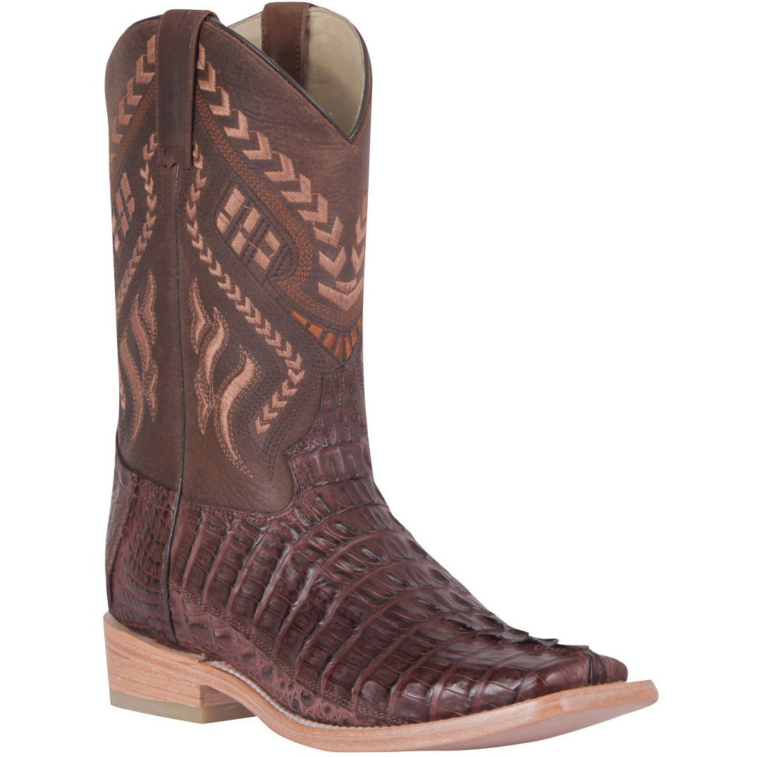 Men's 100 A√±os Caiman Tail Boots Square Toe Handcrafted - yeehawcowboy