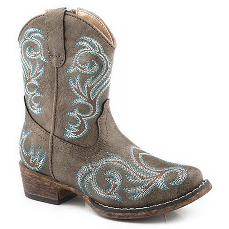 Toddler's Roper Riley Western Boots Handcrafted Brown - yeehawcowboy