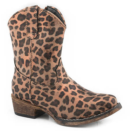 Toddler's Roper Riley Cheetah Leopard Print Boots Handcrafted Tan - yeehawcowboy