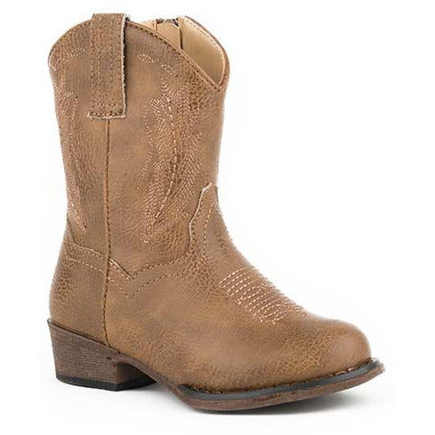 Toddler's Roper Taylor Western Boots Handcrafted Tan - yeehawcowboy