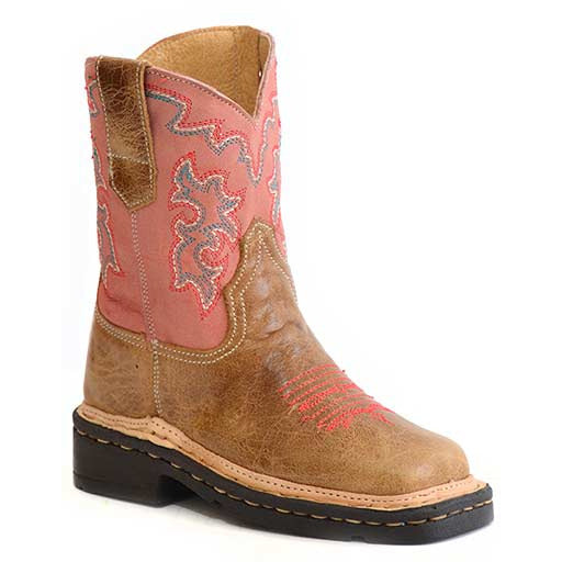 Toddler's Roper Parker Leather Boots Handcrafted Tan - yeehawcowboy
