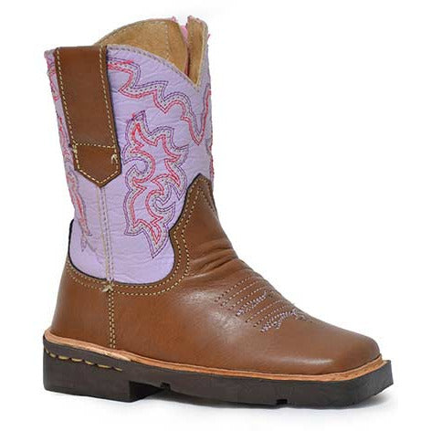 Toddler's Roper Cowgirl Leather Boots Handcrafted Brown - yeehawcowboy