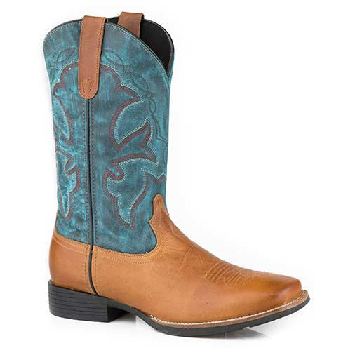 Men's Roper Monterey Leather Boots Handcrafted Tan - yeehawcowboy