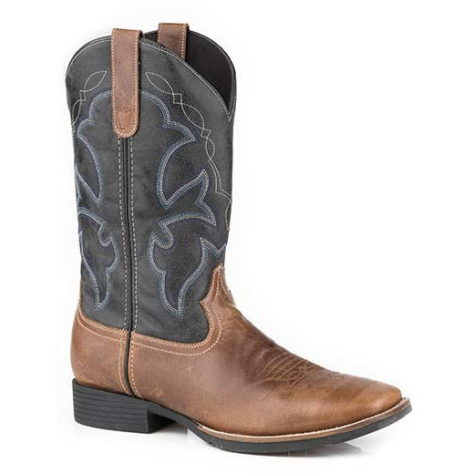 Men's Roper Monterey Leather Boots Handcrafted Brown - yeehawcowboy