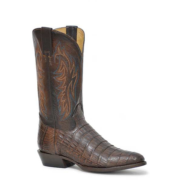 Men's Roper Cody Caiman Belly Tail Boots Handcrafted Brown - yeehawcowboy