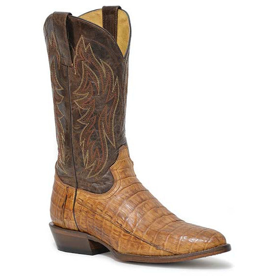 Men's Roper Cody Caiman Belly Tail Boots Handcrafted Tan - yeehawcowboy